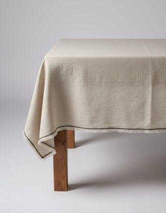 Bazar Bizar Mantel de lino en marr&oacute;n y negro 150x250x2cm