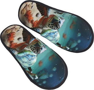 Generic Fluffy Slippers Turtle Starfish Lightweight Cotton Slippers Breathable House Shoes For Room Hotel Indoor L