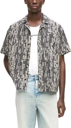 Karl Lagerfeld Linear Logo AOP Shirt - Heren - Korte mouwen Overhemden - Veelkleurig - S - Katoen - Overhemden