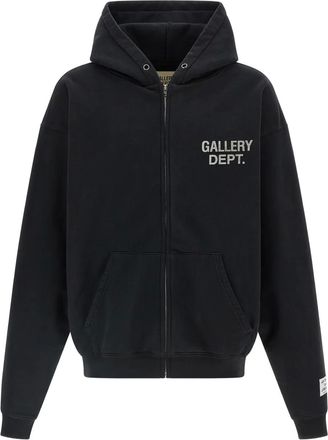Gallery Dept. Felpa con zip, cappuccio e logo - Nero