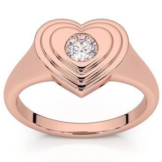 Pompeii3 1/4Ct Diamond Solitaire Womens Sweetheart Signet Heart Ring 14k Gold Lab Grown