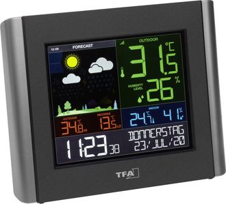 TFA Dostmann Estaci&oacute;n Meteorol&oacute;gica Inal&aacute;mbrica Meteo, 35.8000.01, Previsi&oacute;n Meteorol&oacute;gica Profesional, Aplicaci&oacute;n De Vista Gratuita, Alarmas Ajustables, Punto De 