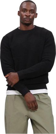 Selected Slhross LS Knit Structure Crew Neck - Heren - Truien - Zwart - Maat: M