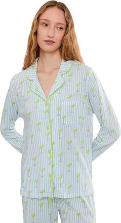PJ Salvage Playful Prints Womens Pajama Light Blue : LG (US 10-12), Cotton/Modal