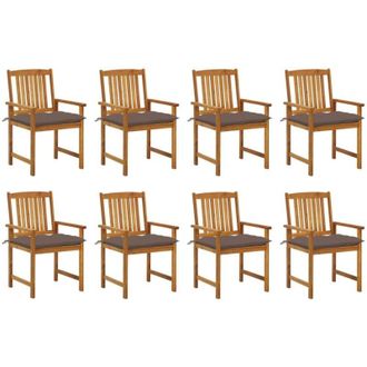 vidaXL Sillas De Jard&iacute;n Con Almohadillas 8 Pc Acacia Massive - 186996