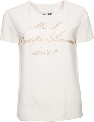 Moschino Couture, Cream-colored top with gold text