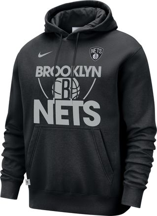 Nike Brooklyn Nets Club Courtside Nike Mens NBA Pullover Hoodie in Black | FZ7682-010