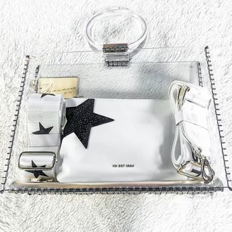 Vintage Havana Womens Molly Black Star Clutch In White/ Transparent