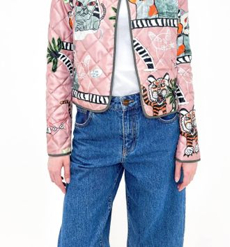 Odeeh Cats & Tigers Jacket In Blush