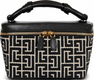 Balmain B-Army Vanity Case In Monogrammed Canvas And Leather in Black at Nordstrom