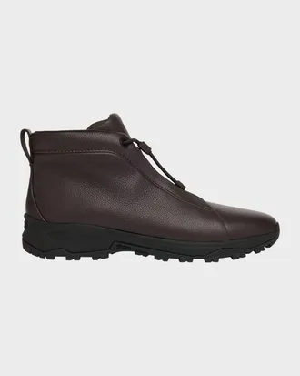 Ermenegildo Zegna Men & apos;s Triple Stitch Vetta Grained Leather Sneaker Boots