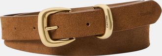 Calvin Klein Lederg&uuml;rtel CALVIN KLEIN, Damen, Gr. 105, braun, antique light gold, Rindsleder, unifarben, G&uuml;rtel Lederg&uuml;rtel, mit Logopr&auml;gung
