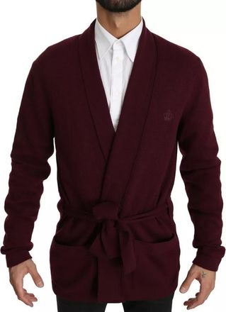 Dolce & Gabbana Bordeaux Cashmere Crown Cardigan Mens Sweater