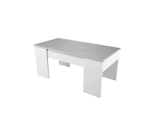 Usinestreet Mesa de centro elevable blanco artik y cemento