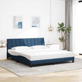 vidaXL Cama Sin Colch&oacute;n Tela Azul 180x200 Cm Vidaxl