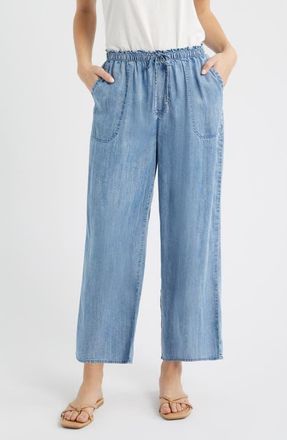 Beach Lunch Lounge Harmony Tie Waist Crop Pants in Medium Wash at Nordstrom, Size X-Small