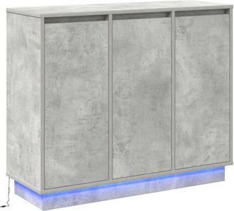 vidaXL Aparador Con Led Gris Concreto 90x32x75 Cm Madera Elaborada Vidaxl