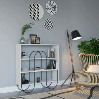 Dmora Dmora - Estante Para Libros Malia, Estante De Oficina, Porta Libros M&oacute;vil, Biblioteca, 96x26 H99 Cm, Blanco