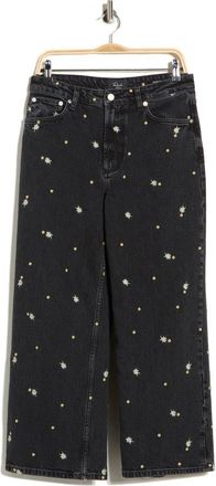 Rails Getty Embroidered Crop Wide Leg Jeans in Ash Black Floral at Nordstrom Rack, Size 25