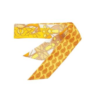 Herm&egrave;s Pre-owned Scarves, female, Yellow, Size: ONE SIZE Pre-owned Coup de Fouet Au Bloc Silk Twilly