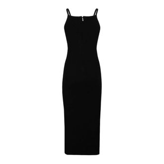 Michael Kors Zwarte gebreide midi-jurk - Dames - Casual kleedjes - Zwart - M - Polyester - Kleedjes