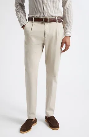 Eleventy Cotton Stretch Twill Tapered Pants in 02N Sand at Nordstrom, Size 38
