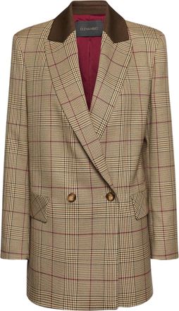 Elena Miro Prince of Wales Check Double-Breasted Polyester-Blend Blazer