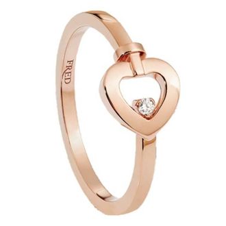 Fred Perry Pretty Woman 18k Rose Gold Diamond Ring, Size 54