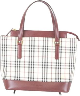 Burberry Pre-owned Vintage Canvas Tote Bag - Dames - Vintage Shopper - Beige - ONE Size - Leer - Vintage
