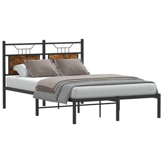 Berkfield Home Decorative Bed Frame without Mattress Smoked Oak 120x200 cm Engin in Brown | Size: Small Double