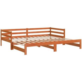 vidaXL Daybed with Trundle without Mattress Wax Brown 90x200 cm Solid Wood Vidaxl