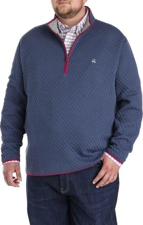Brooks Brothers Big & Tall Quilted 1/2-Zip Pullover in Navy Gray at Nordstrom, Size 2Xlt