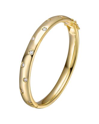 Rachel Glauber 14K Plated Cz Bangle Bracelet