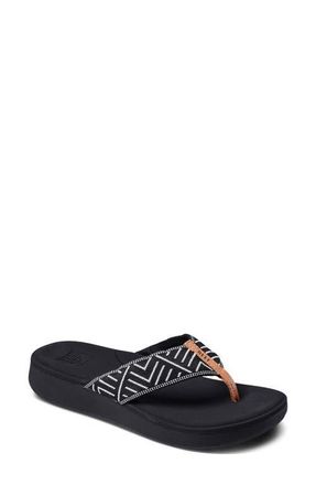 Reef Cushion Cloud Platform Flip Flop in Black Geo at Nordstrom, Size 6