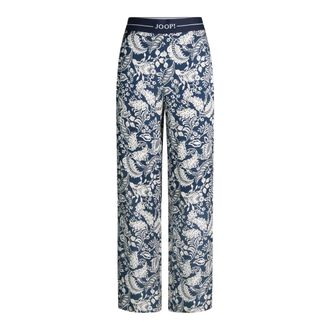Joop Broeken, Dames, Blauw, XL, Satijn, Viscose Broek met Plantenmotief
