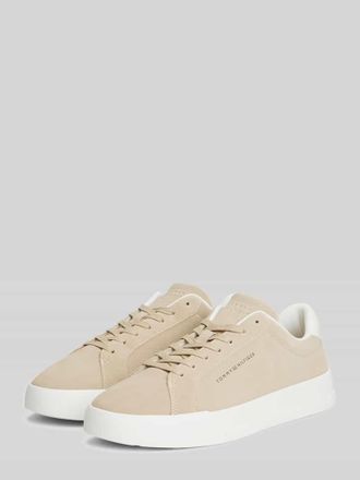 Tommy Hilfiger Sneaker mit Logo Detail aus echtem Leder in Beige, Gr&ouml;&szlig;e 44