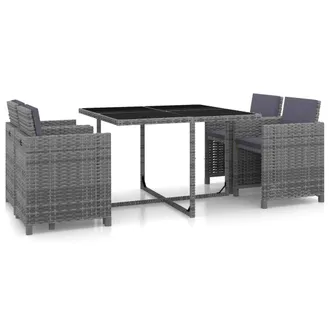 vidaXL Set Da Pranzo Da Giardino 5 Pz Con Cuscini In Polyrattan Grigio - Vidaxl
