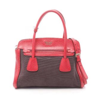 Prada Pre-owned Handbags, female, Red, Size: ONE SIZE Pre-owned Canapa Saffiano 2way bag
