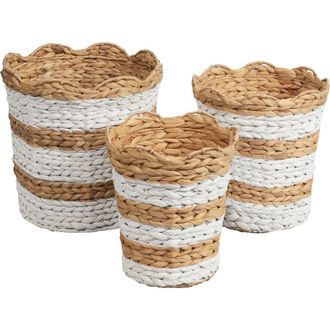 Happimess Calvin Handwoven Water Hyacinth Scalloped Edge Nesting Baskets in White/natural at Nordstrom