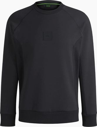 HUGO BOSS Mens Crew Neck Raglan Sleeve Ribbed Collar Sweatshirt - Navy - Size: 36