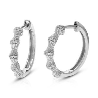 Vir Jewels 1/10 cttw Lab Grown Diamond Hoops Earrings in Sterling Silver With Hidden Post For Women