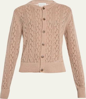Dries Van Noten Mens Poly-Blend Openwork Cardigan Sweater