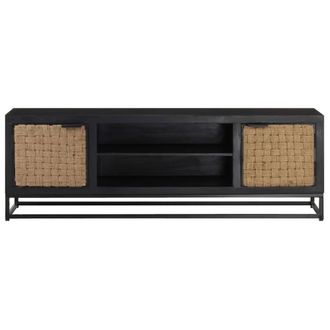 Berkfield Home TV Cabinet 120x30x40 cm Solid Mango Wood in Black | Size: 120 x 30 x 40 cm