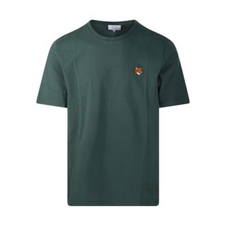Maison Kitsun&eacute; T-Shirts, male, Green, Size: 2XL Fox Head Regular Tee-Shirt