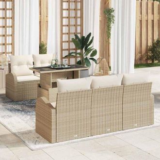 vidaXL Vidaxl - Conjunto De Sof&aacute; De Jard&iacute;n Manual 6 Pcs Beige 100 X 55 X 73 Cm