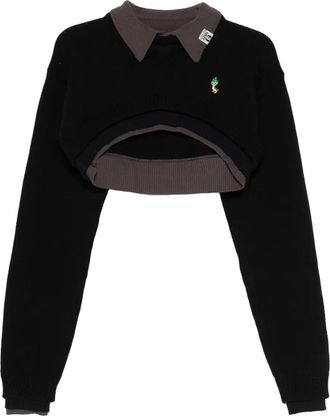 Miharayasuhiro Gelaagde cropped trui - Zwart