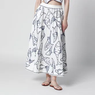 Farm Rio Midi skirt with marine embroidery