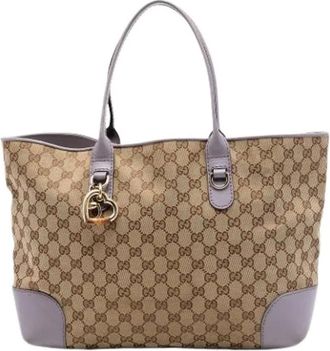 Gucci Pre-owned Tote Bags, female, Beige, Size: ONE SIZE Pre-owned Heart Bit Tote Bag