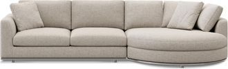 Castlery Hamilton Round Chaise Sectional Sofa Right Facing Customized, Performance Classic Twill Light Grey, Spill Resistant, Removable Covers for Sofas