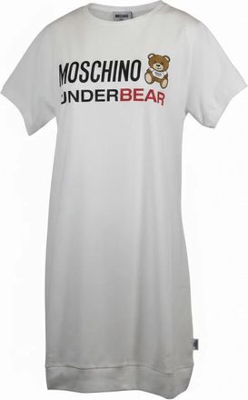 Moschino Teddy Underbear A1916 - Dames - Korte kleedjes - Wit - L - Katoen - Kleedjes